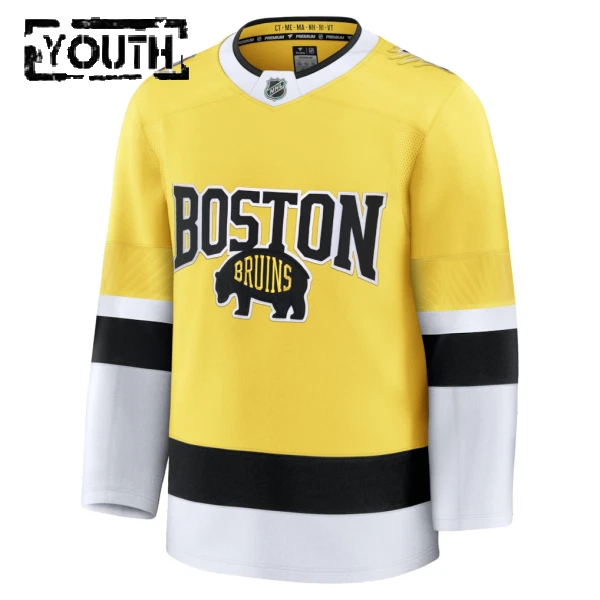 Fanatics Boston Bruins Lasten Pelipaita 2025-2026 Premium Stadium Series Kulta ( Omalla Nimellä )