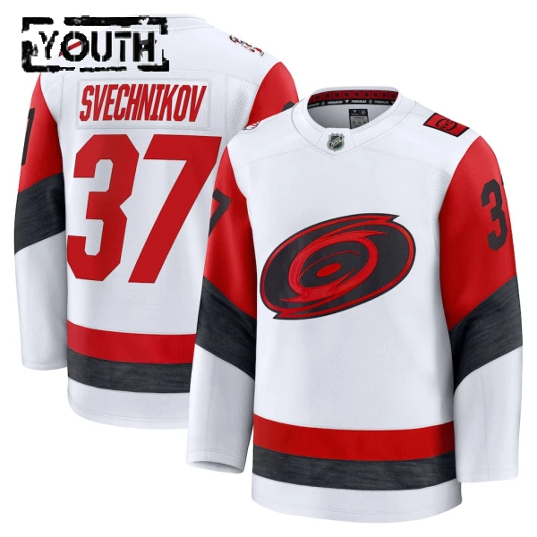 Fanatics Carolina Hurricanes Andrei Svechnikov Lasten Pelipaita 2025-2026 Vieras Premium Valkoinen