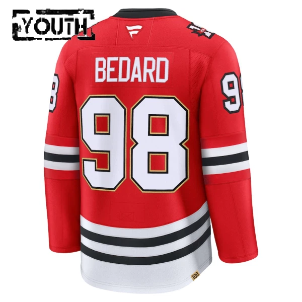 Fanatics Chicago Blackhawks Centennial Connor Bedard Lasten Pelipaita 2025-2026 Premium Punainen