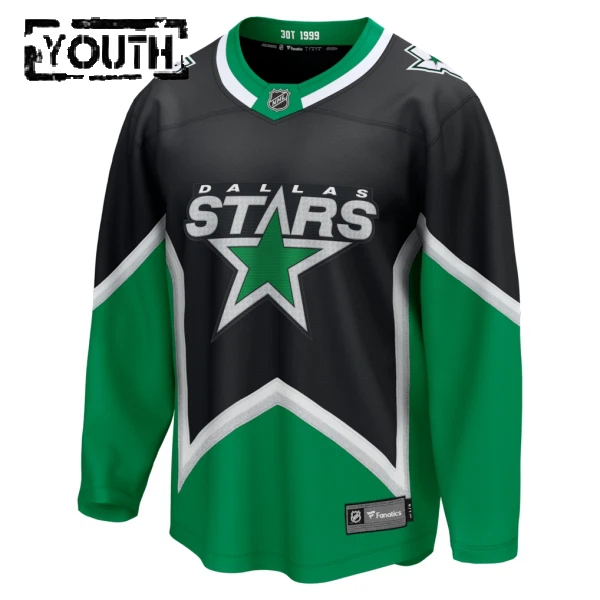 Fanatics Dallas Stars Lasten Pelipaita 2025-2026 Kolmos Premium Musta ( Omalla Nimellä )