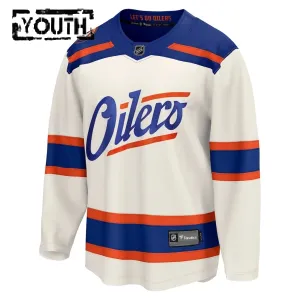 Fanatics Edmonton Oilers Lasten Pelipaita 2025-2026 Kolmos Premium Valkoinen ( Omalla Nimellä )