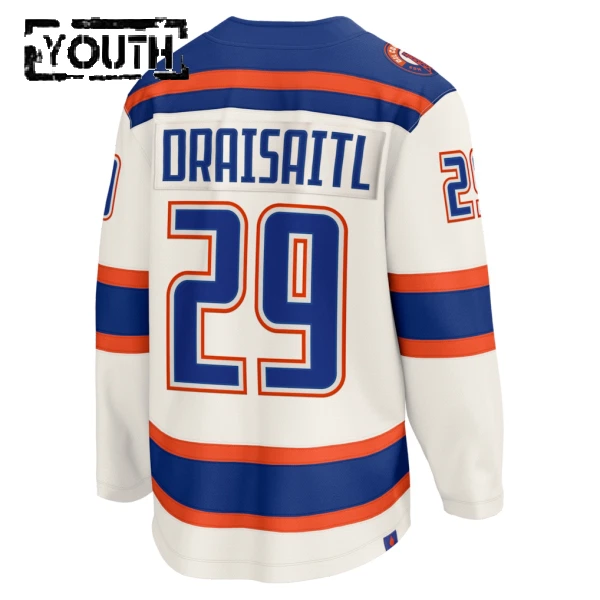 Fanatics Edmonton Oilers Leon Draisaitl Lasten Pelipaita 2025-2026 Kolmos Premium Valkoinen