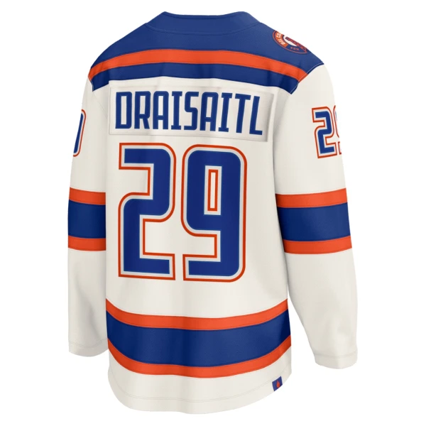 Fanatics Edmonton Oilers Leon Draisaitl Pelipaita 2025-2026 Kolmos Premium Valkoinen