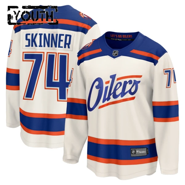 Fanatics Edmonton Oilers Stuart Skinner Lasten Pelipaita 2025-2026 Kolmos Premium Valkoinen