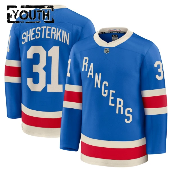 Fanatics New York Rangers Centennial Igor Shesterkin Lasten Pelipaita 2025-2026 Premium Sininen