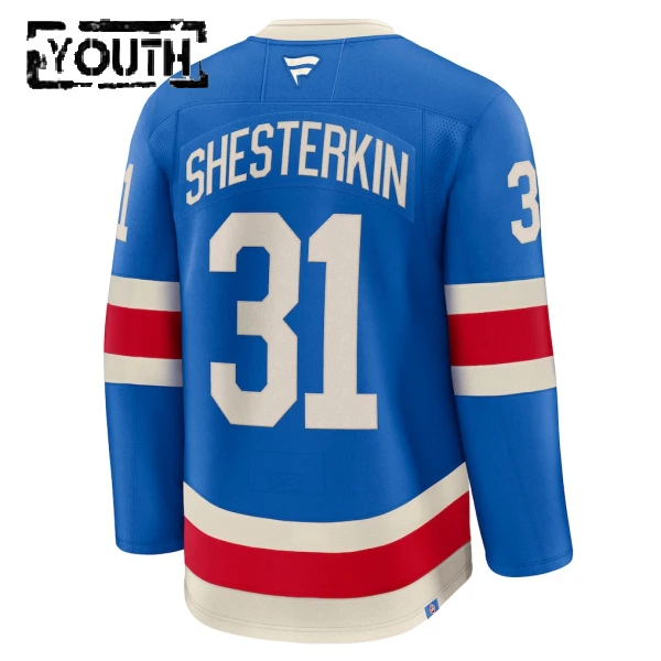 Fanatics New York Rangers Centennial Igor Shesterkin Lasten Pelipaita 2025-2026 Premium Sininen