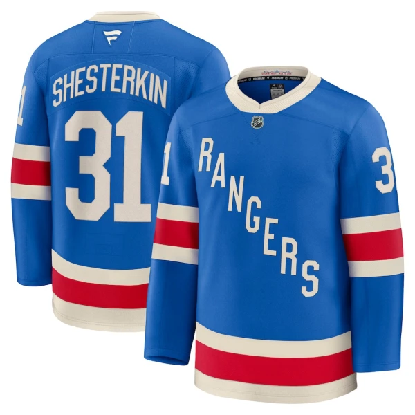 Fanatics New York Rangers Centennial Igor Shesterkin Pelipaita 2025-2026 Premium Sininen