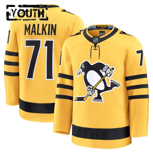 Fanatics Pittsburgh Penguins Evgeni Malkin Lasten Pelipaita 2025-2026 Kolmos Premium Kulta
