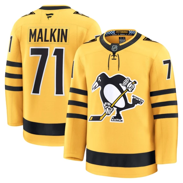 Fanatics Pittsburgh Penguins Evgeni Malkin Pelipaita 2025-2026 Kolmos Premium Kulta