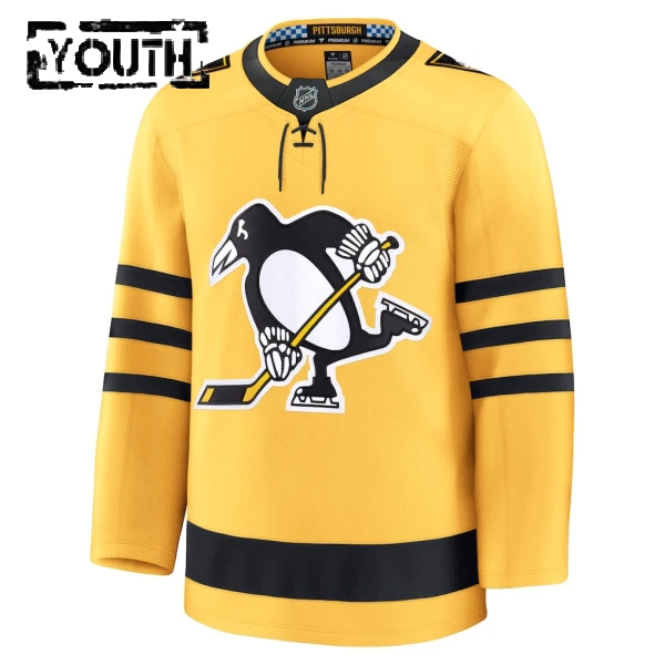 Fanatics Pittsburgh Penguins Lasten Pelipaita 2025-2026 Kolmos Premium Kulta ( Omalla Nimellä )