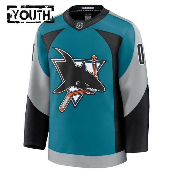 Fanatics San Jose Sharks Lasten Pelipaita 2025-2026 Kolmos Premium Teal ( Omalla Nimellä )