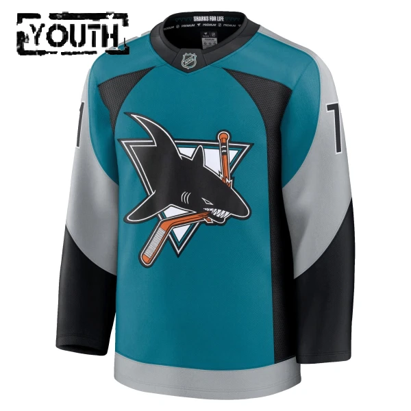 Fanatics San Jose Sharks Macklin Celebrini Lasten Pelipaita 2025-2026 Kolmos Premium Teal