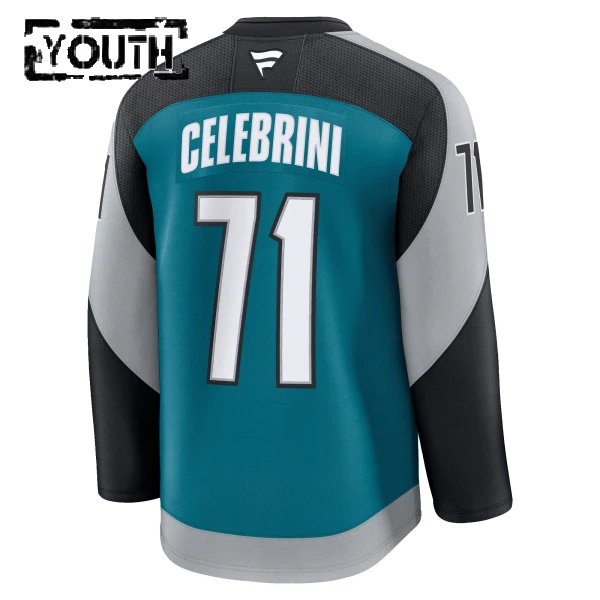 Fanatics San Jose Sharks Macklin Celebrini Lasten Pelipaita 2025-2026 Kolmos Premium Teal
