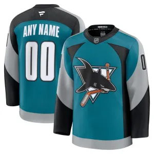 Fanatics San Jose Sharks Pelipaita 2025-2026 Kolmos Premium Teal ( Omalla Nimellä )