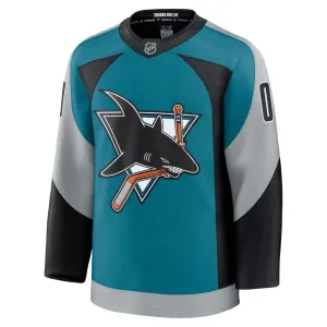 Fanatics San Jose Sharks Pelipaita 2025-2026 Kolmos Premium Teal ( Omalla Nimellä )