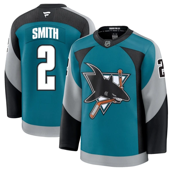 Fanatics San Jose Sharks Will Smith Pelipaita 2025-2026 Kolmos Premium Teal
