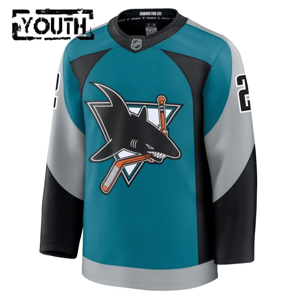 Fanatics San Jose Sharks William Eklund Lasten Pelipaita 2025-2026 Kolmos Premium Teal