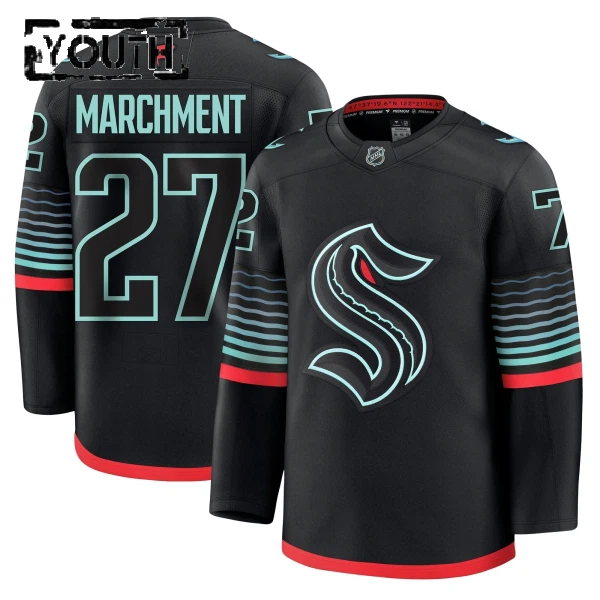 Fanatics Seattle Kraken Mason Marchment Lasten Pelipaita 2025-2026 Kolmos Premium Musta