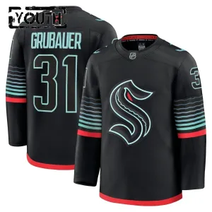 Fanatics Seattle Kraken Philipp Grubauer Lasten Pelipaita 2025-2026 Kolmos Premium Musta