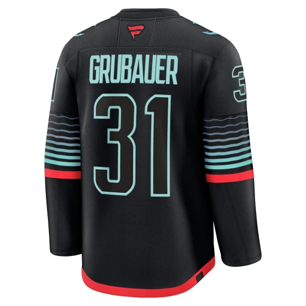 Fanatics Seattle Kraken Philipp Grubauer Pelipaita 2025-2026 Kolmos Premium Musta