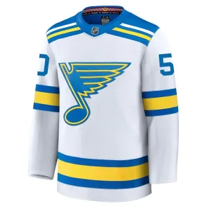 Fanatics St. Louis Blues Jordan Binnington Pelipaita 2025-2026 Vieras Premium Valkoinen
