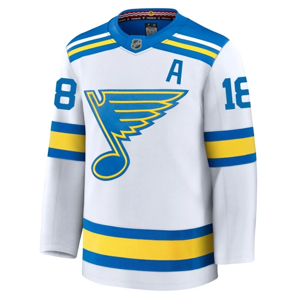 Fanatics St. Louis Blues Robert Thomas Pelipaita 2025-2026 Vieras Premium Valkoinen