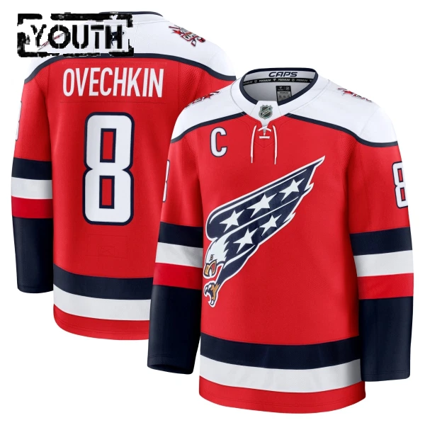 Fanatics Washington Capitals Alex Ovechkin Lasten Pelipaita 2025-2026 Kolmos Premium Punainen