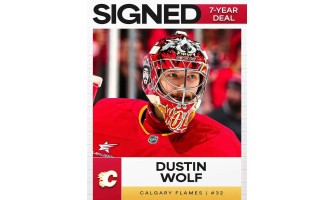 Nuori maalivahti Dustin Wolfe on solminut seitsemän vuoden sopimuksen Flamesin kanssa.