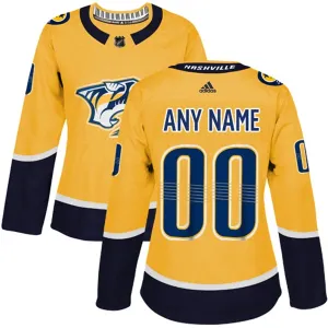Adidas Nashville Predators Naisten Pelipaita Authentic Kulta ( Omalla Nimellä )