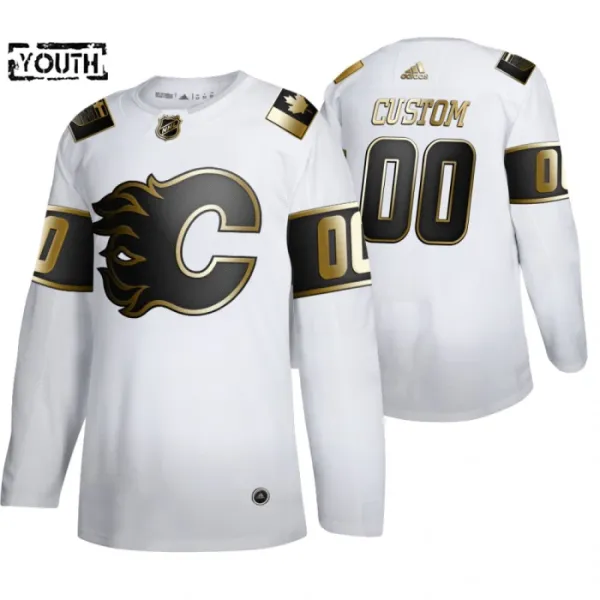 Adidas Calgary Flames Lasten Pelipaita Golden Edition Authentic Valkoinen ( Omalla Nimellä ) Adidas Calgary Flames Lasten Pelipaita Golden Edition Authentic Valkoinen ( Omalla Nimellä )