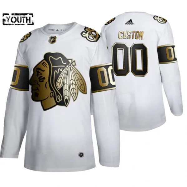 Adidas Chicago Blackhawks Lasten Pelipaita Golden Edition Authentic Valkoinen ( Omalla Nimellä ) Adidas Chicago Blackhawks Lasten Pelipaita Golden Edition Authentic Valkoinen ( Omalla Nimellä )