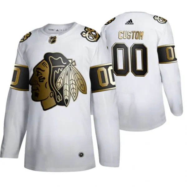 Adidas Chicago Blackhawks Pelipaita Golden Edition Authentic Valkoinen ( Omalla Nimellä ) Adidas Chicago Blackhawks Pelipaita Golden Edition Authentic Valkoinen ( Omalla Nimellä )