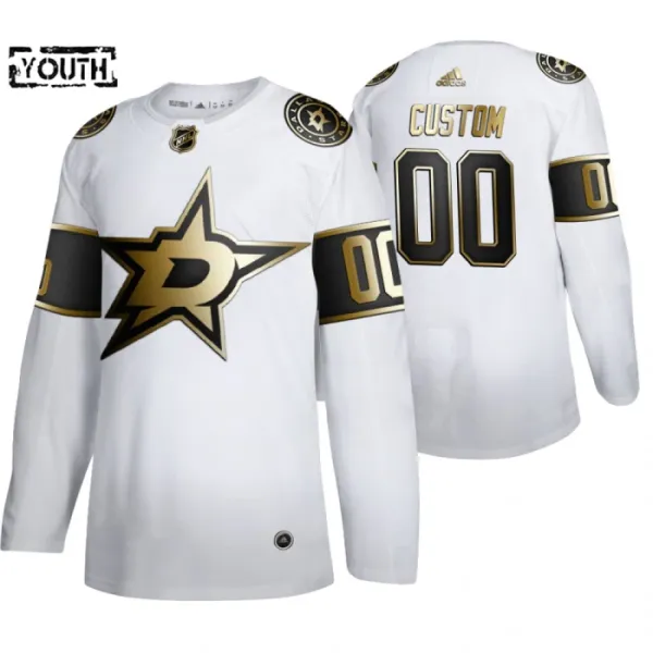 Adidas Dallas Stars Lasten Pelipaita Golden Edition Authentic Valkoinen ( Omalla Nimellä ) Adidas Dallas Stars Lasten Pelipaita Golden Edition Authentic Valkoinen ( Omalla Nimellä )
