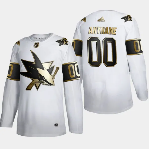 Adidas San Jose Sharks Pelipaita Golden Edition Authentic Valkoinen ( Omalla Nimellä ) Adidas San Jose Sharks Pelipaita Golden Edition Authentic Valkoinen ( Omalla Nimellä )