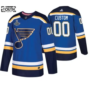 Adidas St. Louis Blues Stanley Cup 2019 Champions Lasten Pelipaita Authentic Sininen ( Omalla Nimellä )