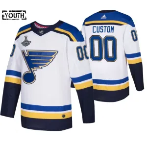Adidas St. Louis Blues Stanley Cup 2019 Champions Lasten Pelipaita Authentic Valkoinen ( Omalla Nimellä )
