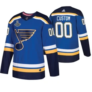 Adidas St. Louis Blues Stanley Cup 2019 Champions Pelipaita Authentic Sininen ( Omalla Nimellä )
