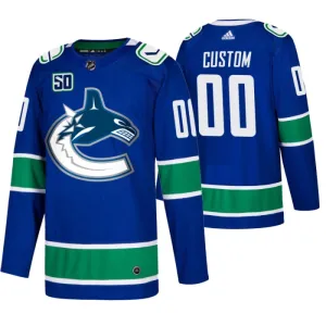 Adidas Vancouver Canucks 50-Vuotispäivä Pelipaita Authentic Sininen ( Omalla Nimellä )