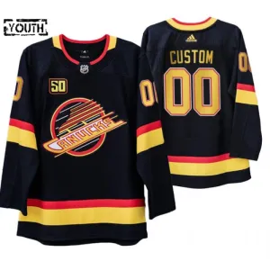 Adidas Vancouver Canucks Flying Skate Lasten 50-Vuotispäivä Pelipaita Authentic Musta ( Omalla Nimellä )