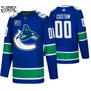 Adidas Vancouver Canucks Lasten 50-Vuotispäivä Pelipaita Authentic Sininen ( Omalla Nimellä )