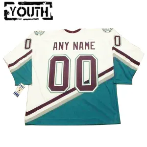 Anaheim Ducks Mighty Ducks Lasten Pelipaita CCM Throwback Authentic Valkoinen ( Omalla Nimellä ) Anaheim Ducks Mighty Ducks Lasten Pelipaita CCM Throwback Authentic Valkoinen ( Omalla Nimellä )