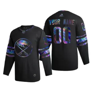 Buffalo Sabres Pelipaita Iridescent Holographic Authentic Musta ( Omalla Nimellä )