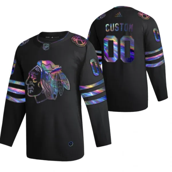 Chicago Blackhawks Pelipaita Iridescent Holographic Authentic Musta ( Omalla Nimellä ) Chicago Blackhawks Pelipaita Iridescent Holographic Authentic Musta ( Omalla Nimellä )