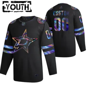 Dallas Stars Lasten Pelipaita Iridescent Holographic Authentic Musta ( Omalla Nimellä )