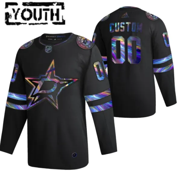 Dallas Stars Lasten Pelipaita Iridescent Holographic Authentic Musta ( Omalla Nimellä ) Dallas Stars Lasten Pelipaita Iridescent Holographic Authentic Musta ( Omalla Nimellä )