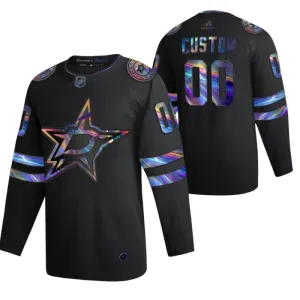 Dallas Stars Pelipaita Iridescent Holographic Authentic Musta ( Omalla Nimellä )