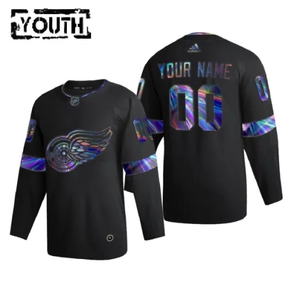 Detroit Red Wings Lasten Pelipaita Iridescent Holographic Authentic Musta ( Omalla Nimellä ) Detroit Red Wings Lasten Pelipaita Iridescent Holographic Authentic Musta ( Omalla Nimellä )