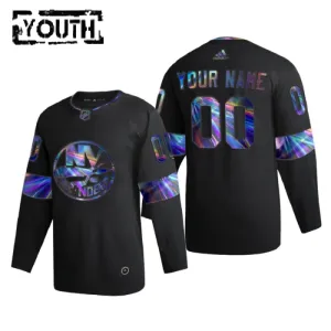 New York Islanders Lasten Pelipaita Iridescent Holographic Authentic Musta ( Omalla Nimellä )
