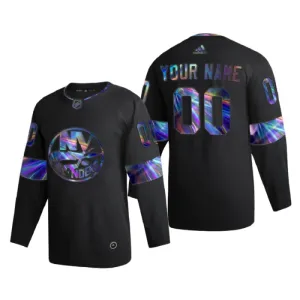 New York Islanders Pelipaita Iridescent Holographic Authentic Musta ( Omalla Nimellä )