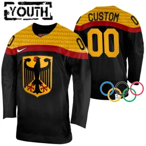 Saksa Lasten Pelipaita 2022 Authentic Musta ( Omalla Nimellä )